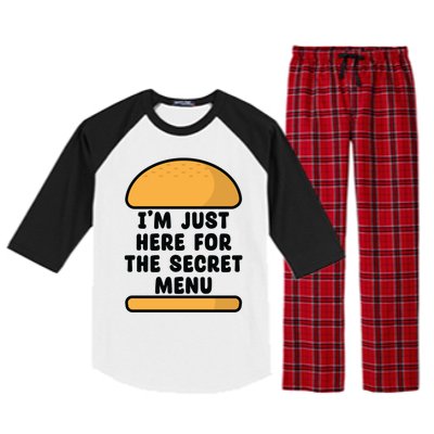 Im Just Here For The Secret U Novelty Word Design Gift Raglan Sleeve Pajama Set