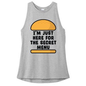 Im Just Here For The Secret U Novelty Word Design Gift Ladies PosiCharge Tri-Blend Wicking Tank