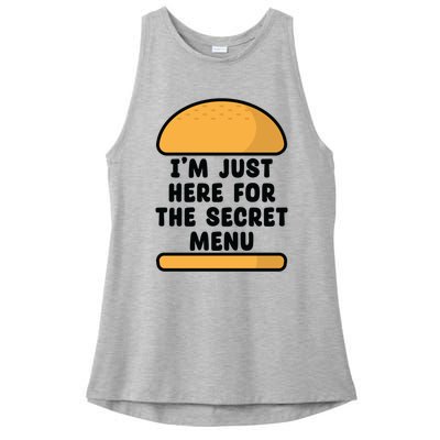 Im Just Here For The Secret U Novelty Word Design Gift Ladies PosiCharge Tri-Blend Wicking Tank