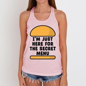 Im Just Here For The Secret U Novelty Word Design Gift Women's Knotted Racerback Tank