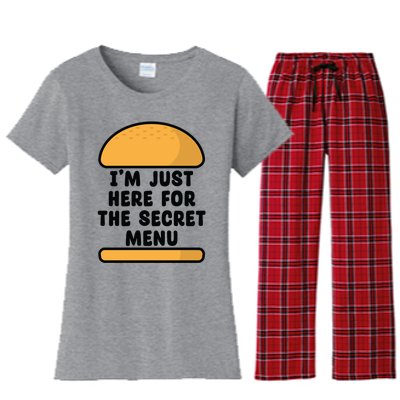 Im Just Here For The Secret U Novelty Word Design Gift Women's Flannel Pajama Set