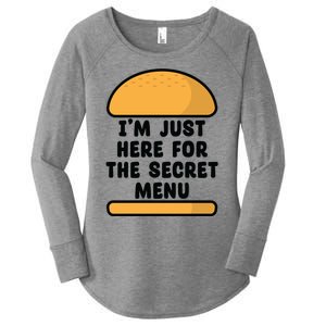 Im Just Here For The Secret U Novelty Word Design Gift Women's Perfect Tri Tunic Long Sleeve Shirt