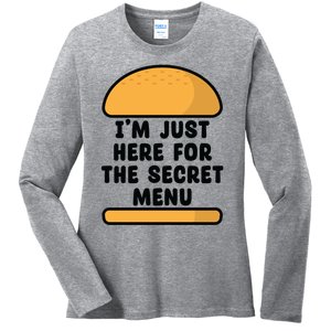 Im Just Here For The Secret U Novelty Word Design Gift Ladies Long Sleeve Shirt