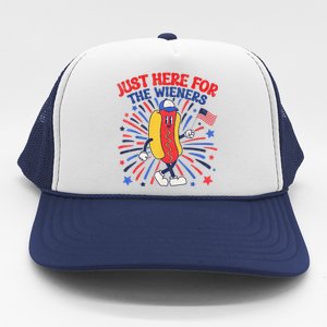 IM Just Here For The Wieners 4th Of July Funny Hot Dog Trucker Hat