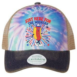 IM Just Here For The Wieners 4th Of July Funny Hot Dog Legacy Tie Dye Trucker Hat