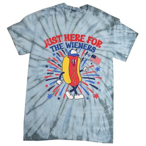 IM Just Here For The Wieners 4th Of July Funny Hot Dog Tie-Dye T-Shirt