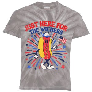 IM Just Here For The Wieners 4th Of July Funny Hot Dog Kids Tie-Dye T-Shirt