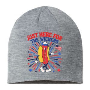 IM Just Here For The Wieners 4th Of July Funny Hot Dog Sustainable Beanie