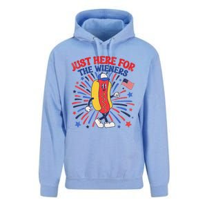 IM Just Here For The Wieners 4th Of July Funny Hot Dog Unisex Surf Hoodie