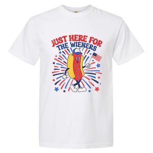 IM Just Here For The Wieners 4th Of July Funny Hot Dog Garment-Dyed Heavyweight T-Shirt