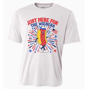 IM Just Here For The Wieners 4th Of July Funny Hot Dog Cooling Performance Crew T-Shirt