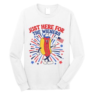 IM Just Here For The Wieners 4th Of July Funny Hot Dog Long Sleeve Shirt