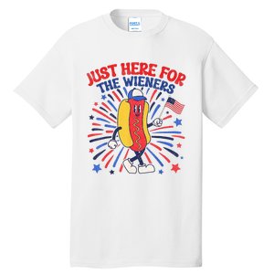 IM Just Here For The Wieners 4th Of July Funny Hot Dog Tall T-Shirt