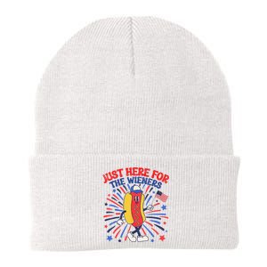 IM Just Here For The Wieners 4th Of July Funny Hot Dog Knit Cap Winter Beanie