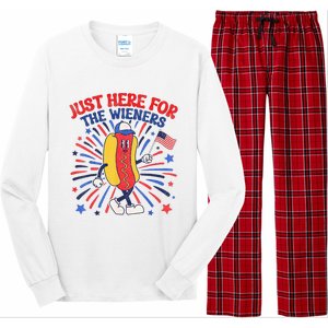 IM Just Here For The Wieners 4th Of July Funny Hot Dog Long Sleeve Pajama Set