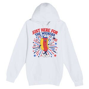 IM Just Here For The Wieners 4th Of July Funny Hot Dog Premium Pullover Hoodie