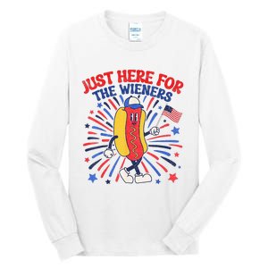 IM Just Here For The Wieners 4th Of July Funny Hot Dog Tall Long Sleeve T-Shirt