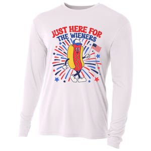 IM Just Here For The Wieners 4th Of July Funny Hot Dog Cooling Performance Long Sleeve Crew