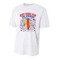 IM Just Here For The Wieners 4th Of July Funny Hot Dog Youth Performance Sprint T-Shirt