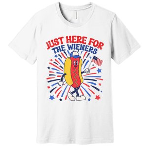 IM Just Here For The Wieners 4th Of July Funny Hot Dog Premium T-Shirt