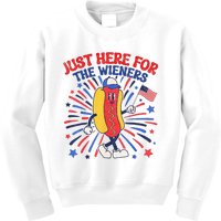 IM Just Here For The Wieners 4th Of July Funny Hot Dog Kids Sweatshirt