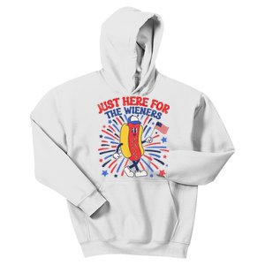 IM Just Here For The Wieners 4th Of July Funny Hot Dog Kids Hoodie