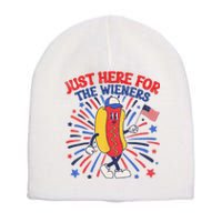 IM Just Here For The Wieners 4th Of July Funny Hot Dog Short Acrylic Beanie