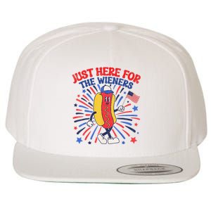 IM Just Here For The Wieners 4th Of July Funny Hot Dog Wool Snapback Cap