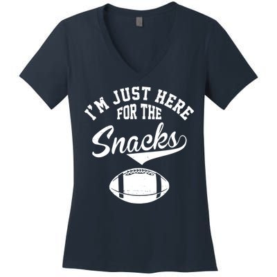 I'm Just Here For The Snacks Funny Football Women's V-Neck T-Shirt