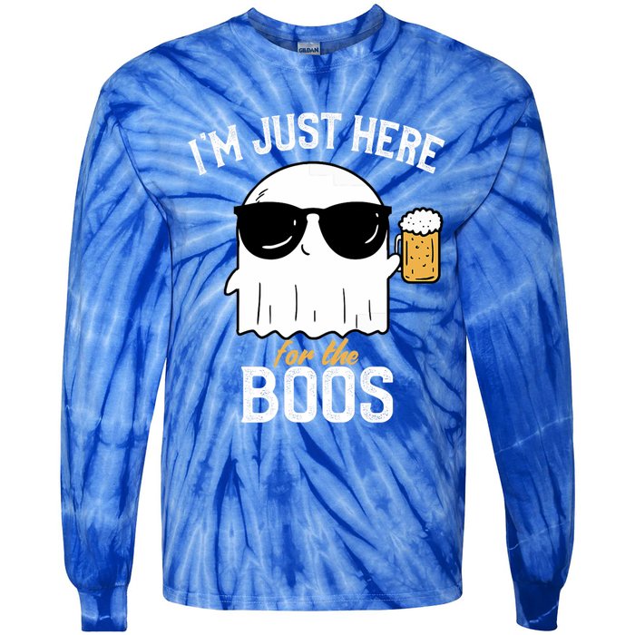 IM Just Here For The Boos Funny Halloween Drinking Tie-Dye Long Sleeve Shirt