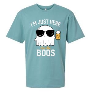 IM Just Here For The Boos Funny Halloween Drinking Sueded Cloud Jersey T-Shirt