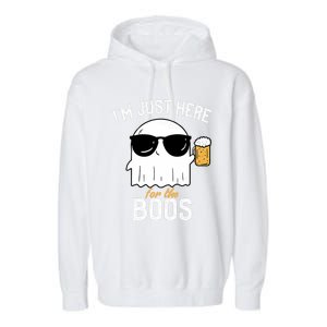 IM Just Here For The Boos Funny Halloween Drinking Garment-Dyed Fleece Hoodie