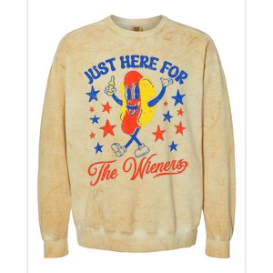 IM Just Here For The Wieners 4th Of July Hot Dog Colorblast Crewneck Sweatshirt