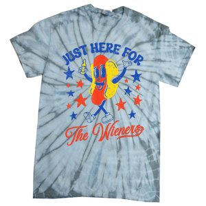 IM Just Here For The Wieners 4th Of July Hot Dog Tie-Dye T-Shirt