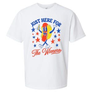 IM Just Here For The Wieners 4th Of July Hot Dog Sueded Cloud Jersey T-Shirt