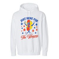 IM Just Here For The Wieners 4th Of July Hot Dog Garment-Dyed Fleece Hoodie