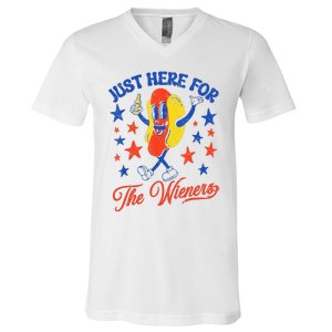 IM Just Here For The Wieners 4th Of July Hot Dog V-Neck T-Shirt