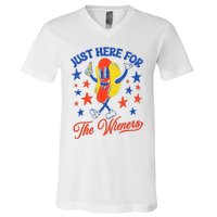 IM Just Here For The Wieners 4th Of July Hot Dog V-Neck T-Shirt