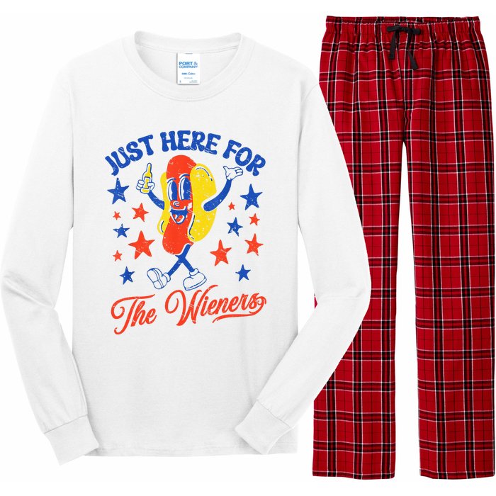 IM Just Here For The Wieners 4th Of July Hot Dog Long Sleeve Pajama Set