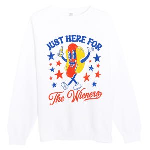 IM Just Here For The Wieners 4th Of July Hot Dog Premium Crewneck Sweatshirt