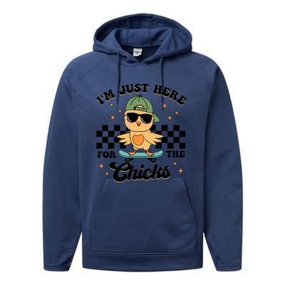 IM Just Here For The Chicks Easter Performance Fleece Hoodie