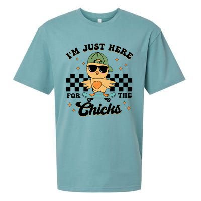 IM Just Here For The Chicks Easter Sueded Cloud Jersey T-Shirt