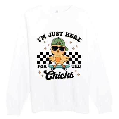 IM Just Here For The Chicks Easter Premium Crewneck Sweatshirt