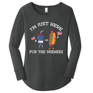 Im Just Here For The Weiners Hot Dogs 4th Of July Women's Perfect Tri Tunic Long Sleeve Shirt