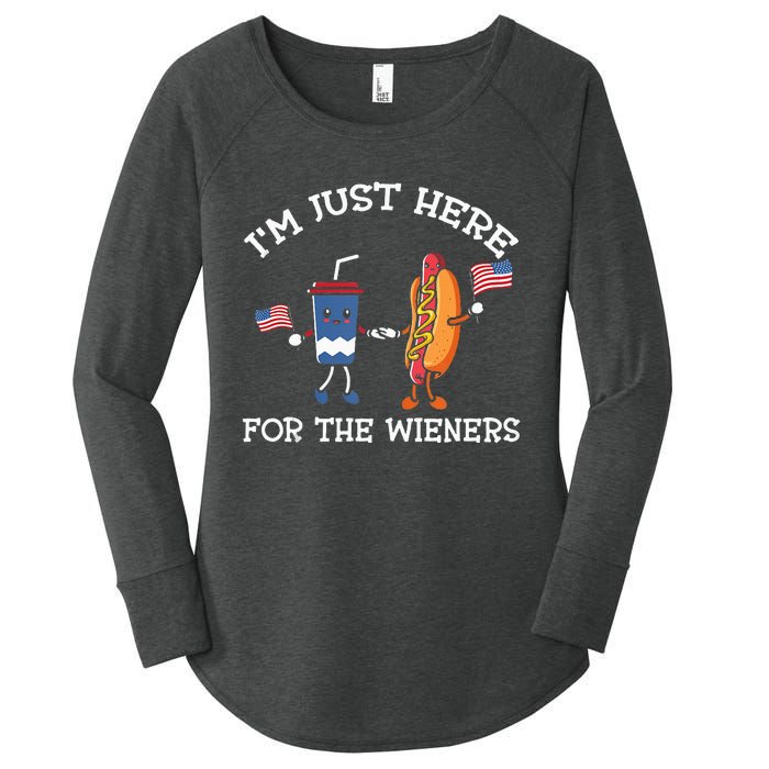 Im Just Here For The Weiners Hot Dogs 4th Of July Women's Perfect Tri Tunic Long Sleeve Shirt