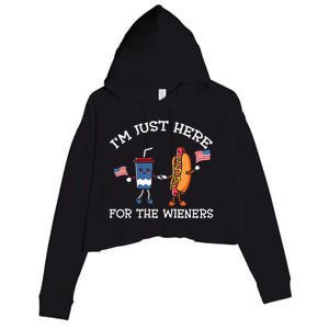 Im Just Here For The Weiners Hot Dogs 4th Of July Crop Fleece Hoodie