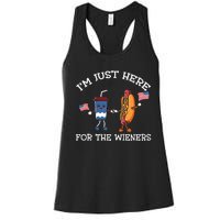 Im Just Here For The Weiners Hot Dogs 4th Of July Women's Racerback Tank