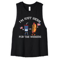 Im Just Here For The Weiners Hot Dogs 4th Of July Women's Racerback Cropped Tank