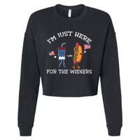 Im Just Here For The Weiners Hot Dogs 4th Of July Cropped Pullover Crew