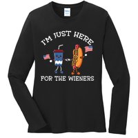 Im Just Here For The Weiners Hot Dogs 4th Of July Ladies Long Sleeve Shirt